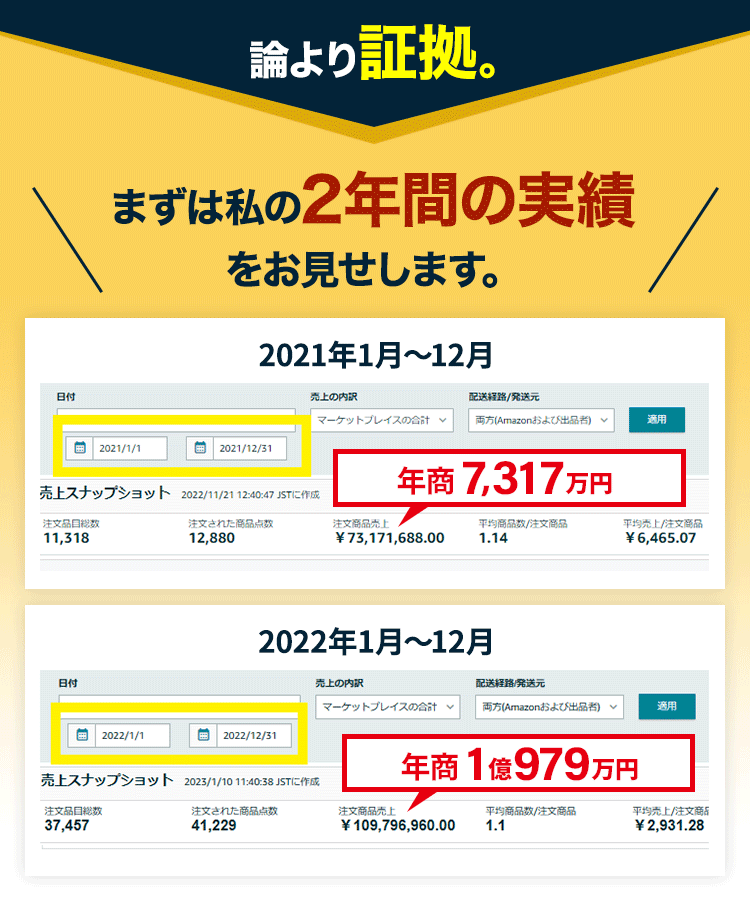 論より証拠。まずは私の2年間の実績をお見せします。