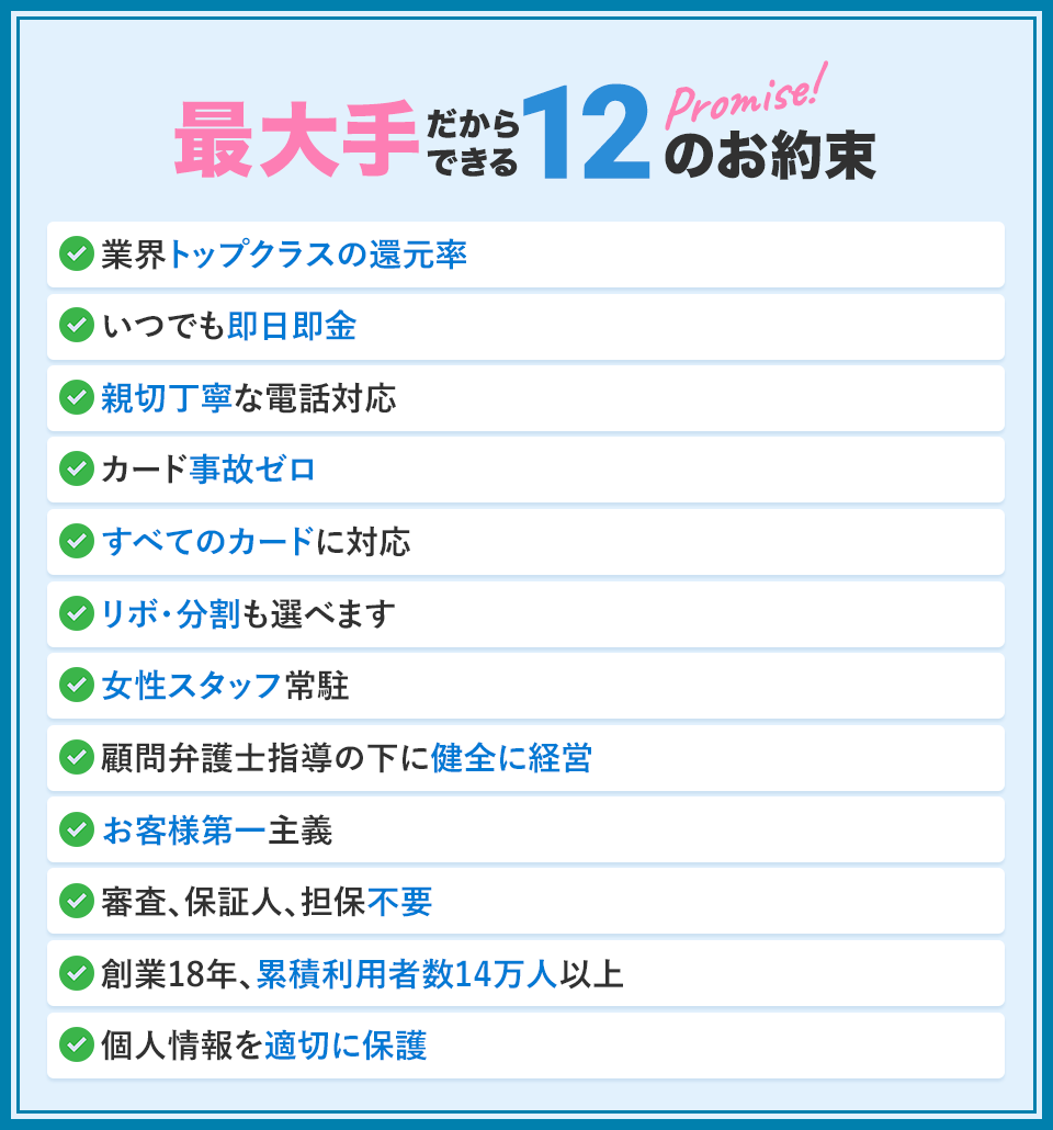 最大手だからできる12の約束